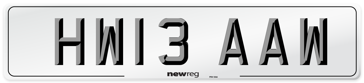 HW13 AAW Number Plate from New Reg